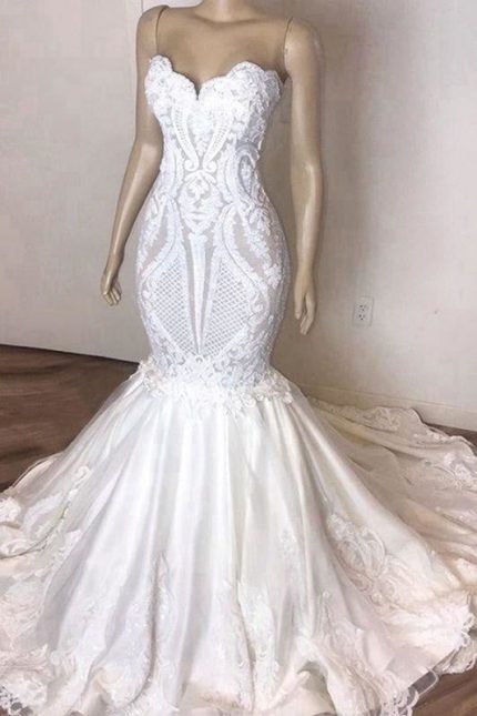 Strapless Appliques Mermaid Wedding Dress with an Amazing Design