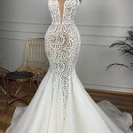 Beautiful Lace Organza Mermaid Wedding Dress with Gorgeous Details