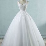 Lace-Up Appliques Tulle A-Line Wedding Dress with Beautiful Details