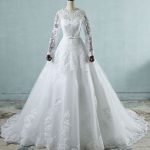 Long Sleeve Appliques Tulle A-Line Wedding Dress with a Graceful Silhouette