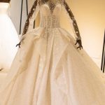 Beading Lace-Up Tulle Wedding Dress with Long Sleeves for an Elegant Bride