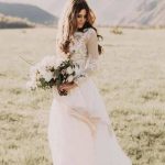 Boho Style Long Sleeve with Lace Floor Length Wedding Dress