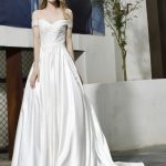 Elegant Satin Off-the-Shoulder Wedding Dress with Appliques