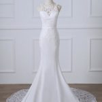 Precious Mermaid Wedding Dress with Spaghetti Straps and Lace Details