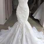 Elegant Mermaid Wedding Dress with Appliques and Spaghetti Straps