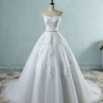 Beautiful Strapless Appliques Tulle A-Line Wedding Dress