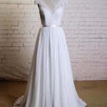 Beautiful Cap Sleeve A-Line Lace Chiffon Wedding Dress
