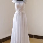 Delicate Cap Sleeve Lace Chiffon A-Line Wedding Dress