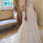 Stunning Cap Sleeve Lace Beach Wedding Dress with Court Train