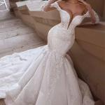 White Wedding Dress with Cap Sleeves and Long Train Perfect for Online Shopping