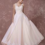 Luxury Champagne Lace Backless Bridal Gown with Floor-Length A-Line Silhouette and Beading