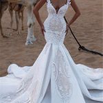 Elegant Mermaid Wedding Dress with Cap Sleeves V-Neck and Appliques
