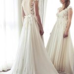 Elegant Beach Wedding Dress Ivory Chiffon with Long A-Line Silhouette and V-Neck