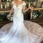 Mermaid Lace Wedding Dress with Sweetheart Neckline and Charming Cap Sleeves