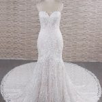 Sweetheart Spaghetti Strap Appliques Lace Wedding Dress with a Chic and Elegant Look