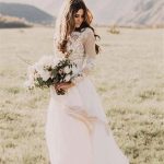 Floor-Length Bridal Gown with Long Sleeves Appliques and A-Line Silhouette