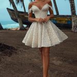 Short Off-the-Shoulder Lace A-Line Wedding Dress with a Chic and Elegant Look