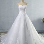 Delicate Applique A-Line Tulle Wedding Dress with Strapless Bodice
