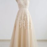 Chic V-Neck Applique A-Line Wedding Dress with Tulle Overlay