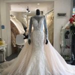 Floral Pattern Mermaid Wedding Dress with Detachable Sweep Train