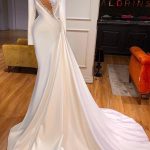 Gorgeous High Neck Mermaid Wedding Dress with Ruffled Skirt