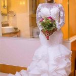 Timeless Jewel Long Sleeves Lace Wedding Dress with Court Train