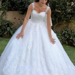 Sleeveless Lace Wedding Dress with Appliques and Straps On Sale