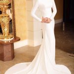 Slim Long Sleeves Floral Lace Evening Dress with Train