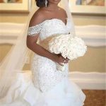 Sleeveless Mermaid Lace Wedding Dress with Off-the-Shoulder Appliques