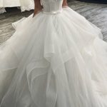 Puffy Layers Ball Gown Wedding Dress with Off-the-Shoulder Neckline