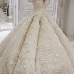Luxurious Applique Ball Gown Wedding Dress with Off-the-Shoulder Neckline