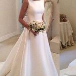Sleek Satin Backless A-Line Wedding Dress for a Classic Look