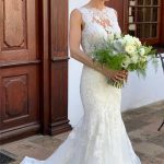 Mermaid Bridal Wedding Dress with Lace Appliques and Sleeveless Strap Design