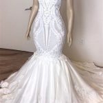 Slim Mermaid Bridal Wedding Dress with Sweetheart Neckline and Lace Appliques
