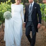 White Bateau Long Sleeves Wedding Dress with a Classic Style