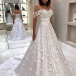 Court Train Princess Wedding Dress with Strapless Off-the-Shoulder DesignWhite