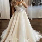 Timeless Off-the-Shoulder Lace Tulle A-Line Wedding Dress