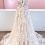 Backless A-Line Wedding Dress with Spaghetti Straps and Applique Lace