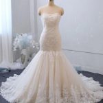 Mermaid Wedding Dress with Sweetheart Neckline Applique Lace and Backless Design