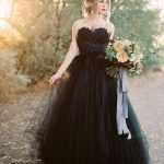 Open Back Tulle Black Wedding Dress with Sweetheart Neckline and Princess Silhouette