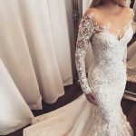 Elegant Mermaid Wedding Dress with Long Sleeves and Sweetheart Neckline