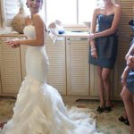 Sleeveless Sweetheart Ruffled Satin Wedding Dress with Mermaid Silhouette and Court Train