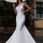 Sleeveless Beaded Square Neck Bridal Gown with TrainCustom-Made Design