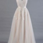 Cute Cap Sleeve V-Neck Lace Tulle Wedding Dress with A-Line Silhouette