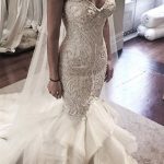 Spaghetti Strap Bridal Gown with Delicate Ruffle Tulle and Mermaid Silhouette