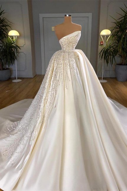 Online Crystal Embellished Designer Ball Gown Wedding Dress