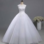 Ruffled Wedding Dresses with Elegant Beads and Lace-Up Details