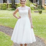 Short Wedding Dresses with Elegant Lace and Covered Button Closure