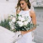 Elegant Beach Wedding Dress with Strapless Fit and Flare Silhouette and Lace Details