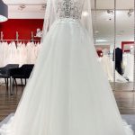 Open Back Wedding Dress with V-Neckline Tulle Lace and Elegant Long A-Line Silhouette